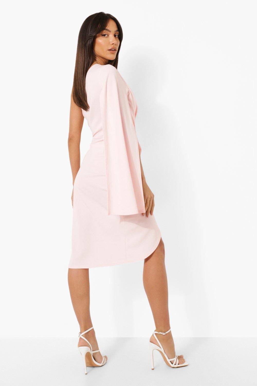 One Shoulder Wrap Midi Dress